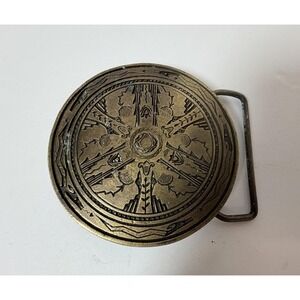 Bergamot Brass‎ Belt Buckle Aztec Round Vintage